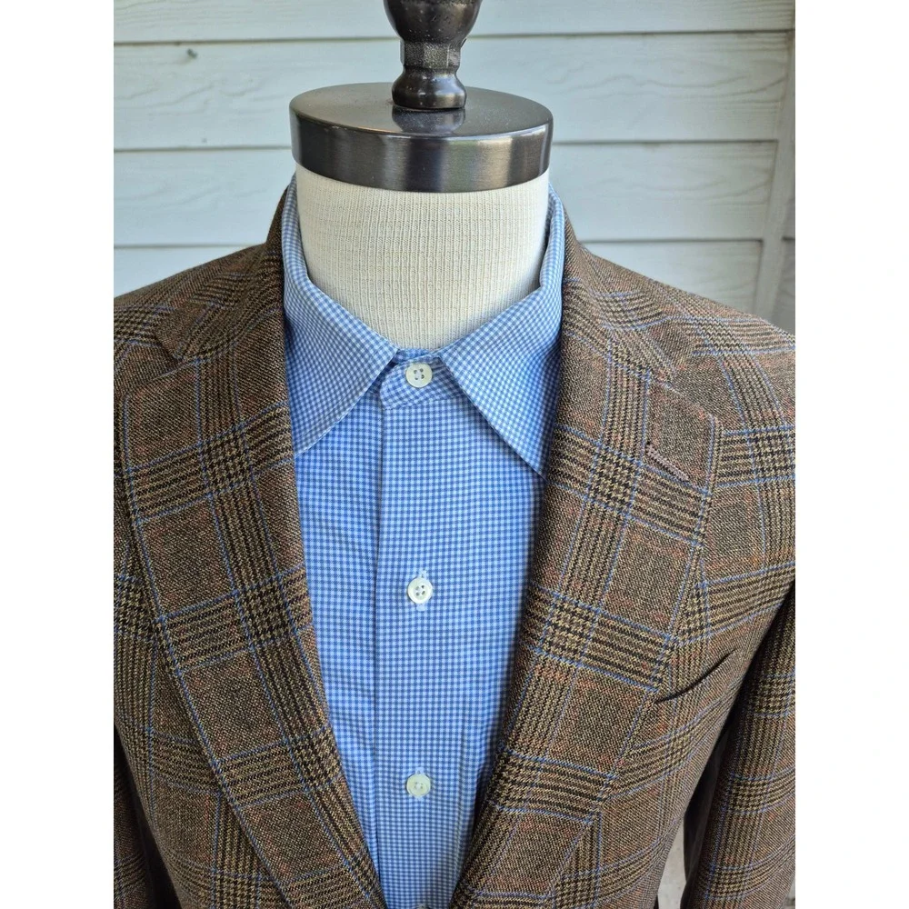 Hart Schaffner Marx Dillard's Mens Brown Plaid Two Button Sz 40 R Sport Coat USA